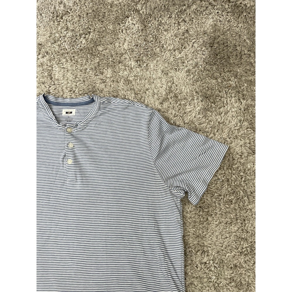 Joseph Abboud Shirt Mens 2XL Blue Striped Short Sleeve Henley Cotton Casual - Picture 3 of 9